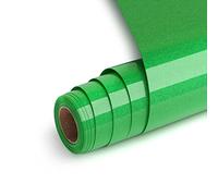 Vinilo Textil Termoadhesivo Brillo Verde, HTV Vinilo Textil 30.5x182cm Vinilo de Transferencia de Calor con Purpurina para Cricut, Lámina para Plóter Textil para Camisetas (Verde)