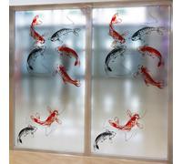 Vinilo Ventana Anti Sol Pez Negro Rojo Vinilos para Cristales Translucido Window Film Vinilo Opaco para Ventanas Privacidad Lámina Privacidad Ventana Baño Cocina 60x116cm/1 Pcs