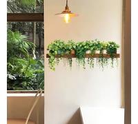 Vinilos de pared con estantes de plantas verdes simuladas para decoración creativa en la pared de del salón, calcomanías de pared autoadhesivas e impermeables