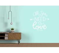 Vinilos de Pared con Frases Decorativas y Motivadoras, Pegatinas para Decorar Cocina, Salón, Dormitorio y Demás Espacios del Hogar. Fabricado en Material Resistente y Duradero. (All you need is love)