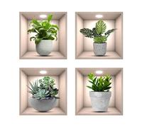 vinilos de pared decorativos, 4 pegatinas de arte de pared impermeable de realista pegatinas de pared desmontables de vinilo 3D pegatinas de pared, sala de estar, baño, cocina decor (Planta)