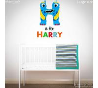 Vinilos de pared monograma personalizado monstruo (grande)