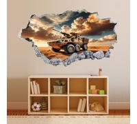 Vinilos Decorativos 3D Rotos Coche Desierto Nubes Tatuaje de pared vinilo extraíble decoración del hogar Calcomanías Niño Habitación Decoración de pared 43x75cm