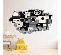 Vinilos Decorativos 3D Rotos Geometría En Blanco Y Negro Tatuaje De Pared Vinilo Extraíble Decoración Del Hogar Círculo Abstracto Calcomanías Para Bebé Guardería Niña Habitación Decoración De Pared