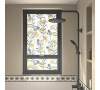 Vinilos para Cristales 40cm Hojas Azules Vinilo Ventana Opacar Reutilizable Sin Pegamento Proteger la Privacidad Vinilo para Ventanas Baño Cocina Oficina Decoración