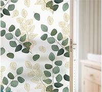 Vinilos para Cristales,Vinilo Decorativo Hoja,Vidrio Anti-UV para Ventanas Autoadhesivo Estático para Dormitorio Salón Estar Oficina Decoración - Hojas de Oro Verde, 45x200 CM