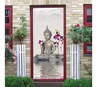 Vinilos Para Puertas 77X200Cm Buda Vinilo Puerta 3D Pegatinas Para La Renovación De La Puerta Arte Mural Etiqueta Carteles Pegatinas De Pared Diy Decoraciones