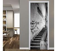 Vinilos Para Puertas 80X200Cm Escaleras De Graffiti En Blanco Roto Vinilo Puerta 3D Pegatinas Para La Renovación De La Puerta Arte Mural Etiqueta Carteles Pegatinas De Pared Diy Decoraciones