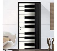 Vinilos Para Puertas 95X210Cm Teclado De Piano En Blanco Y Negro Vinilo Puerta 3D Pegatinas Para La Renovación De La Puerta Arte Mural Etiqueta Carteles Pegatinas De Pared Diy Decoraciones