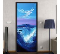 Vinilos Para Puertas 95X215Cm Azul Cielo Papel Pintado Puerta Pegatina Paredes Autoadhesivo Mural Extraíble Vinilo Adhesivo De Pared Arte Decoración Del Hogar Sala De Estar Póster Decoración