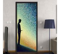 Vinilos Para Puertas 95X215Cm Figura Negra Papel Pintado Puerta Pegatina Paredes Autoadhesivo Mural Extraíble Vinilo Adhesivo De Pared Arte Decoración Del Hogar Sala De Estar Póster Decoración