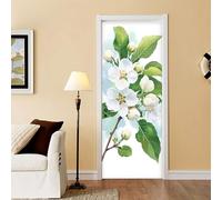 Vinilos Para Puertas 95X215Cm Flor Blanca Papel Pintado Puerta Pegatina Paredes Autoadhesivo Mural Extraíble Vinilo Adhesivo De Pared Arte Decoración Del Hogar Sala De Estar Póster Decoración