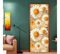 Vinilos Para Puertas 95X215Cm Flores Blancas 2 Piezas Calcomanías De Puerta De Arte Extraíbles Decoración Pegatinas Extraíbles Pvc Para Decoración Pared Y Puerta Entrada