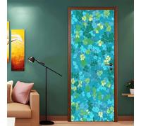 Vinilos Para Puertas 95X215Cm Gradiente Verde 2 Piezas Calcomanías De Puerta De Arte Extraíbles Decoración Pegatinas Extraíbles Pvc Para Decoración Pared Y Puerta Entrada