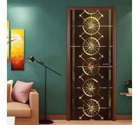 Vinilos Para Puertas 95X215Cm Líneas Amarillas 2 Piezas Calcomanías De Puerta De Arte Extraíbles Decoración Pegatinas Extraíbles Pvc Para Decoración Pared Y Puerta Entrada