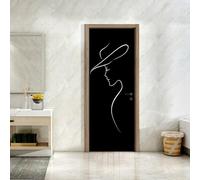 Vinilos Para Puertas 95X215Cm Líneas De Personajes Papel Pintado Puerta Pegatina Paredes Autoadhesivo Mural Extraíble Vinilo Adhesivo De Pared Arte Decoración Del Hogar Sala De Estar Póster Decoración