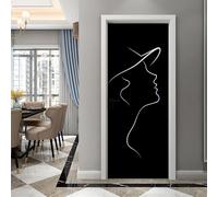 Vinilos Para Puertas 95X215Cm Personajes De Línea Papel Pintado Puerta Pegatina Paredes Autoadhesivo Mural Extraíble Vinilo Adhesivo De Pared Arte Decoración Del Hogar Sala De Estar Póster Decoración