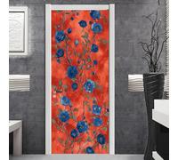 Vinilos Para Puertas 95X215Cm Plantas Azules 2 Piezas Calcomanías De Puerta De Arte Extraíbles Decoración Pegatinas Extraíbles Pvc Para Decoración Pared Y Puerta Entrada