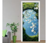 Vinilos Para Puertas 95X215Cm Verde Azul Papel Pintado Puerta Pegatina Paredes Autoadhesivo Mural Extraíble Vinilo Adhesivo De Pared Arte Decoración Del Hogar Sala De Estar Póster Decoración