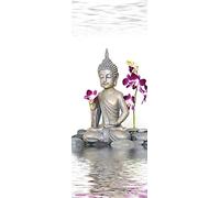 Vinilos para Puertas Autoadhesiva Extraíble Impermeable Papel Pintado Póster Decorativas de pegatinas puertas para Cuarto y Baño 86x200cm - Flor de Buda