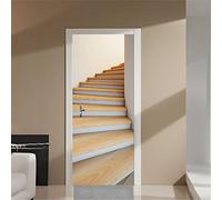 Vinilos Para Puertas Escalera Abstracta Beige Vinilo Para Puertas Autoadhesivo Vinilo Puerta Impermeable 3D Para Puertas Papel Pintado Pared Murales Para Cocina Sala de Baño (95x215cm)
