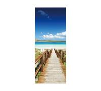 Vinilos Para Puertas Puente de madera hacia el mar 83 x 204cm(An x Al) Vinilo Puerta 3D Pegatinas Para La Renovación De La Puerta Arte Mural Etiqueta Carteles Pegatinas De Pared Diy Decoraciones