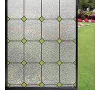 Vinilos para Ventanas de 3D,Celosía Geométrica Verde Vinilo para Cristal Ventana, Película Autoadhesiva Electroestatico, Anti UV para Ventanas la Oficina Salón Cocina De Baño - 45x200 CM