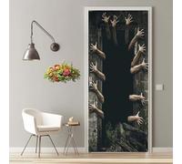 Vinilos Puertas 3D Halloween Brazo Pegatinas Decorativas de Puerta Pegatina Pared Murales Adhesivo para Puerta para Interiores Sala de Estar Dormitorio Bano Decoración del Hogar 90X200 cm -MT2404