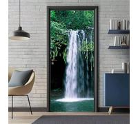 Vinilos Puertas Cascada Paisajes 3D Autoadhesivo Impermeable Pegatinas Decorativas de Puerta 90X200cm, Pegatina de Puertas Etiqueta de Puerta para Cocina Sala de Baño Decoración del Hogar -DS1547