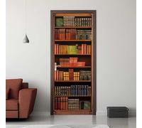 Vinilos Puertas Libro Viejo Estantería 3D Autoadhesivo Impermeable Pegatinas Decorativas de Puerta 90X200cm, Pegatina de Puertas Pared Murales Etiqueta de Puerta para Cocina Sala de Baño -DS1590