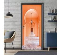 Vinilos Puertas Viento Marroquí Corredor 3D Autoadhesivo Impermeable Pegatinas Decorativas de Puerta 86x200cm, Pegatina de Puertas Pared Murales Etiqueta de Puerta para Cocina Sala de Baño -DS1607