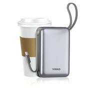 VINKO Power Bank 20000mAh, Bateria Portatil Carga Rapida, Cargador Portátil con Cable Carga Integrado USB C ＆A, Powerbank Pantalla LED 22,5 W para iPhone 17 Pro MAX, Samsung, Xiaomi -Gris