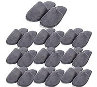 VINN DUNN - Pantuflas de hotel, 10 pares, de algodón, forro polar coral, puntera cerrada, gris, 40 EU