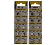 Vinnic - Lote de 20 Pilas alcalinas AG4, L626F, LR66, 1,5 V