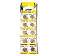 Vinnic Pilas alcalinas AG8 L1121 LR1120 191 V8GA (Paquete de 10) utilizadas en Relojes, calculadoras, Juguetes, láseres, Relojes, termómetros y Muchos Otros artículos electrónicos.