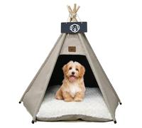 Vinnypet Mascotas Tipi para perros y gatos, casa de juegos con cojín de felpa para perros, tienda de campaña extraíble y lavable, 50 x 50 x 60 cm