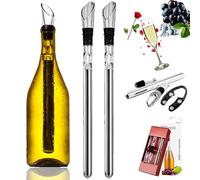 Vino Amigo Wine Cooling Stick, Vinoamigo - Wine Cooling Stick, Wine Chiller Stick in 15 Minutes, Wine Cooler, 3-In-1 Stainless Steel Wine Bottle Cooler Stick for Hours Gift for Wine Lovers (2Pcs)