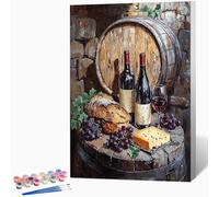 Vino Pintar por Numeros DIY Manualidades Adultos, Copa De Vino Cuadros para Pintar por Numeros Kits con Pinceles, Pigmento Acrílico, Paint by Numbers para Decoracion 30x40cm, Sin Marco -WX251075R