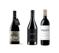 vino Ribera del Duero ofertas 8000 Marqués de Burgos, Aalto Blanco de Parcela y Pesquera Milenium Gran Reserva pack tres botellas 75 cl