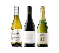 vino sin alcohol 0,0 Disfrutando 0,0 Blanco, Le Naturel Zero Zero Tinto y Natureo Sparking 0,0 pack de 3 botellas 75cl