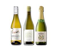 vino sin alcohol 0,0 Disfrutando 0,0 Blanco, Zero Zero Le Naturel Blanco y Natureo Sparking 0,0 pack de 3 botellas 75cl
