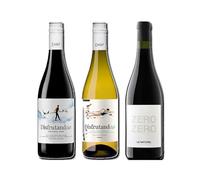 vino sin alcohol 0,0 Disfrutando 0,0 Tinto, Disfrutando 0,0 Blanco y Le Naturel Zero Zero Tinto pack de 3 botellas 75cl