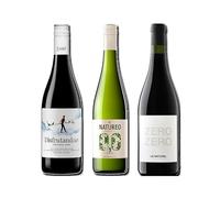 vino sin alcohol 0,0 Disfrutando 0,0 Tinto, Natureo Blanco Muscat y Le Naturel Zero Zero Tinto pack de 3 botellas 75cl