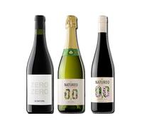 vino sin alcohol 0,0 Le Naturel Zero Zero Tinto, Natureo Sparking 0,0 y Natureo Tinto pack de 3 botellas 75cl