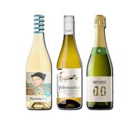 vino sin alcohol 0,0 Marieta, Disfrutando 0,0 Blanco y Natureo Sparking 0,0 pack de 3 botellas 75cl