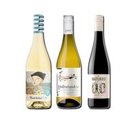 vino sin alcohol 0,0 Marieta, Disfrutando 0,0 Blanco y Natureo Tinto pack de 3 botellas 75cl