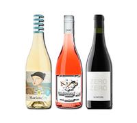 vino sin alcohol 0,0 Marieta, Disfrutando 0,0 Rosado y Le Naturel Zero Zero Tinto pack de 3 botellas 75cl