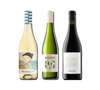 vino sin alcohol 0,0 Marieta, Natureo Blanco Muscat y Le Naturel Zero Zero Tinto pack de 3 botellas 75cl
