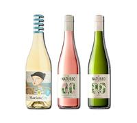 vino sin alcohol 0,0 Marieta, Natureo Rosado y Natureo Blanco Muscat pack de 3 botellas 75cl