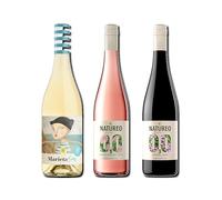 vino sin alcohol 0,0 Marieta, Natureo Rosado y Natureo Tinto pack de 3 botellas 75cl